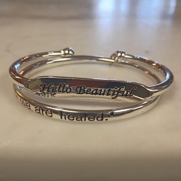 Silver Inspirational Bangle Bracelets - Picture 1 of 9